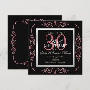 Invitation Trentième anniversaire de mariage encadré de perle