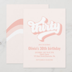 Invitation Trentième anniversaire rétro rose