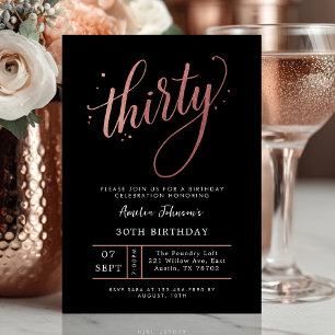 Invitation Trentième Anniversaire Rose Gold Élégant