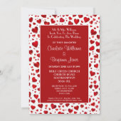 Invitation Très Amusant Coeurs Rouge Et Blanc Mariage Valenti (Dos)