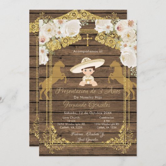 Invitation Tres Anos Boy  (Devant / Derrière)