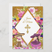 Invitation Tres Anos Purple Mexicain Fiesta Baptême Invitatio (Dos)