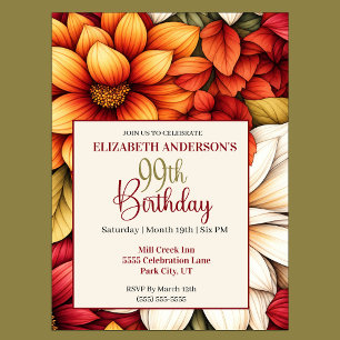 Invitation Très Belle Fleur de Dahlia d'Automne pour 99e Anni