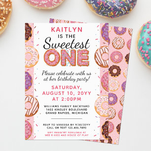 Invitation TRÈS CHÈRE Beignets glacés roses pour bébé Premier