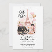 Invitation Très Chic in the City Pink Paris 21st Birthday  (Devant)