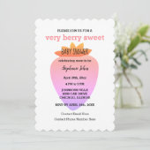 Invitation Très douce code QR baie fraise Baby Shower (Debout devant)