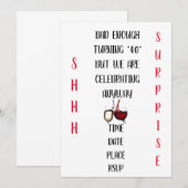 Invitation TRÈS DRÔLE & ORIGINAL ***SURPRISE PARTY 40ème*** (Devant / Derrière)