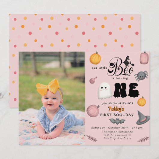 Invitation Très Éffrayant | Boo | 1er anniversaire (Devant / Derrière)