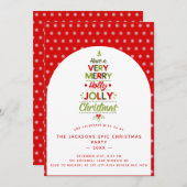 Invitation Très Joyeux Holly Jolly Christmas Tree Texte perso (Devant / Derrière)