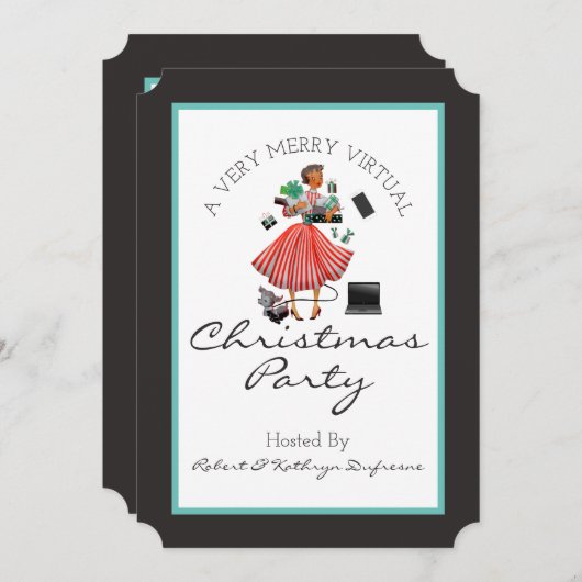 Invitation Très Joyeux Noël virtuel (Devant / Derrière)