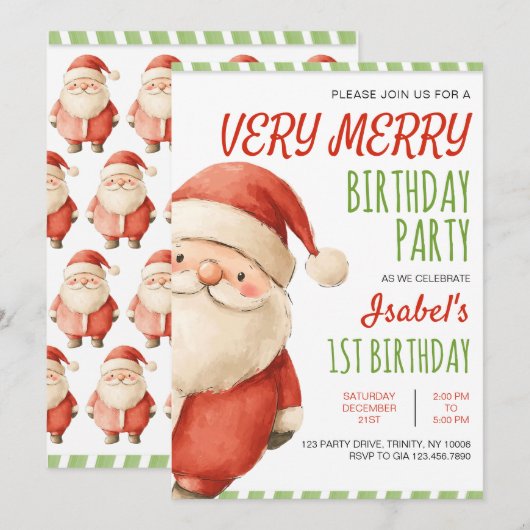 Invitation Très Joyeux Père Noël (Devant / Derrière)