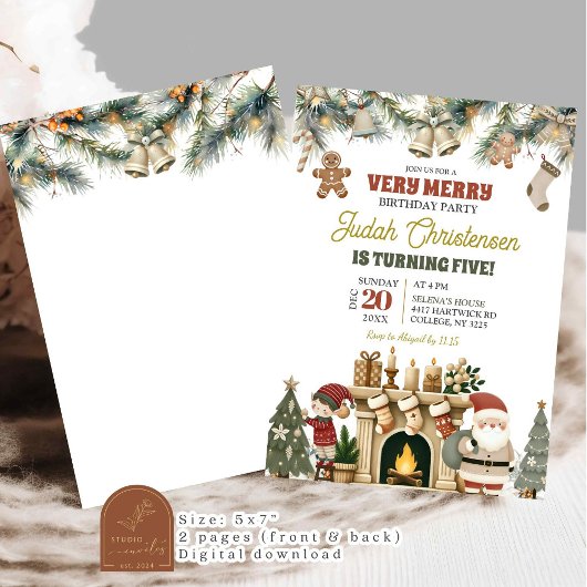 Invitation Très Joyeux Père Noël et Elf Noël fête d'anniversa