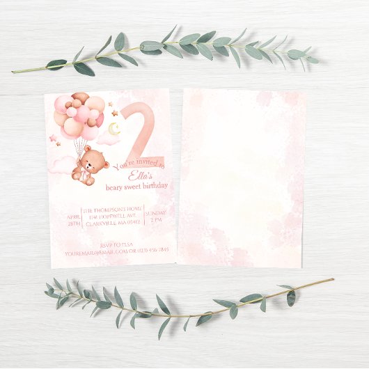 Invitation très mignon boho arc-en-ciel aquarelle rose 