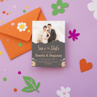 Très Orange Foncé Minimaliste Photo Mariage Enregi