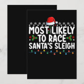 Invitation Très Probable De Course Père Noël Sleigh Christmas (Devant / Derrière)