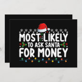 Invitation Très Probable De Demander À Père Noël De L'Argent (Devant / Derrière)