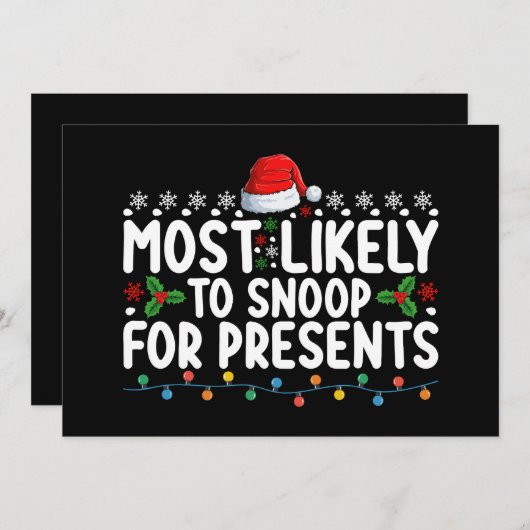 Invitation Très Probable De Snoop Pour Les Présentations Noël (Devant / Derrière)