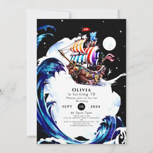 Invitation Trésor Magique pour enfants Pirate Anniversaire (Devant)