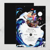 Invitation Trésor Magique pour enfants Pirate Anniversaire (Devant / Derrière)