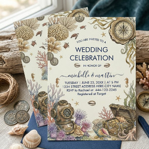 Invitation Trésor nautique Océan sous la mer Mariage