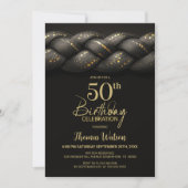 Invitation Tresse d'or gris 50e fête d'anniversaire (Devant)