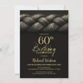 Invitation Tresse d'or gris 60e fête d'anniversaire (Devant)