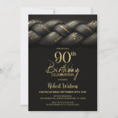 Invitation Tresse d'or gris 90e fête d'anniversaire (Devant)