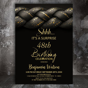 Invitation Tresse d'or gris N'importe quel âge Surprise Anniv