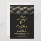 Invitation Tresse d'or gris Surprise 18e fête d'anniversaire (Devant)