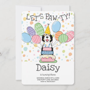 Invitation Tri couleur Sheepadooda Chien fête d'anniversaire