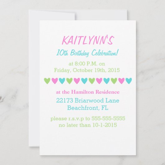 Invitation Tri Pastel Couleur Softball Avec Carrelage Aqua (Dos)