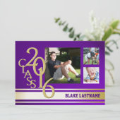Invitation Tri photo Gold Purple Varsity 2016 (Debout devant)