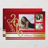 Invitation Tri photo Red Gold Varsity 2016 (Devant / Derrière)