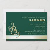 Invitation Tri photo vert 2023 Gold Varsity Stripe Graduate T (Dos)