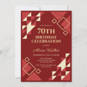 Invitation Triangle Beige Retro Maroon Anniversaire géométriq (Devant)