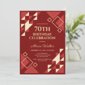 Invitation Triangle Beige Retro Maroon Anniversaire géométriq (Debout devant)