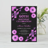 Invitation Triangle de marguerite mauve géométrique Noir Anni (Debout devant)