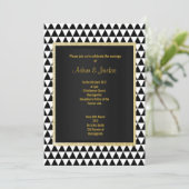 Invitation Triangle noir blanc motif or moderne mariage (Debout devant)