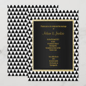 Invitation Triangle noir blanc motif or moderne mariage (Devant / Derrière)
