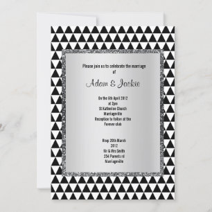 Invitation Triangle noir blanc motif parties scintillant mode