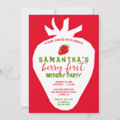 Invitation Triangle simple anniversaire fraise rouge (Devant)