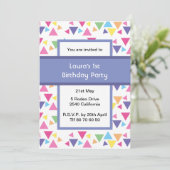 Invitation Triangles Arc-en-ciel 1er Anniversaire Violet (Debout devant)