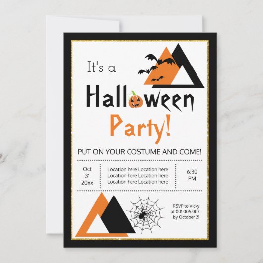 Invitation Triangles chauves-souris et araignée adulte Hallow (Devant)