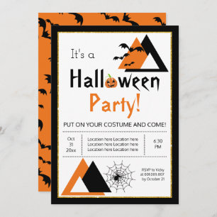 Invitation Triangles chauves-souris et araignée adulte Hallow