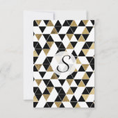 Invitation Triangles d'or moderne noir, blanc et Faux (Dos)