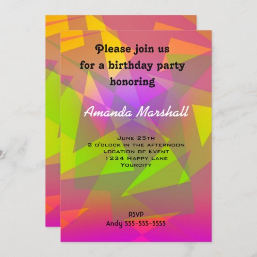 Invitation Triangles et rectangles Abstraits (Devant / Derrière)