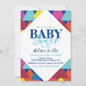 Invitation Triangles géométriques Blocs Baby shower coloré (Devant)
