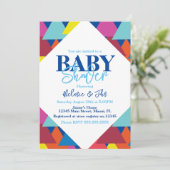 Invitation Triangles géométriques Blocs Baby shower coloré (Debout devant)