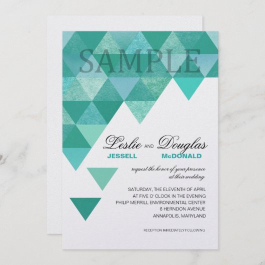 Invitation Triangles géométriques de miroitement de perle (Devant / Derrière)