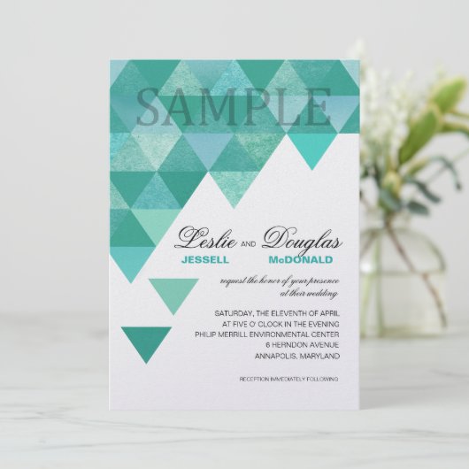 Invitation Triangles géométriques de miroitement de perle (Debout devant)
